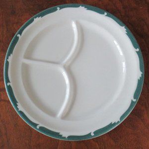 Syracuse China green border vintage divided plate 2 available midcentury diner